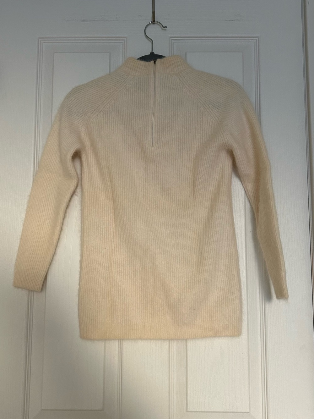 Vintage Cream Mock Neck Women’s Sweater Angora Rabbit and Wool Blend Size S